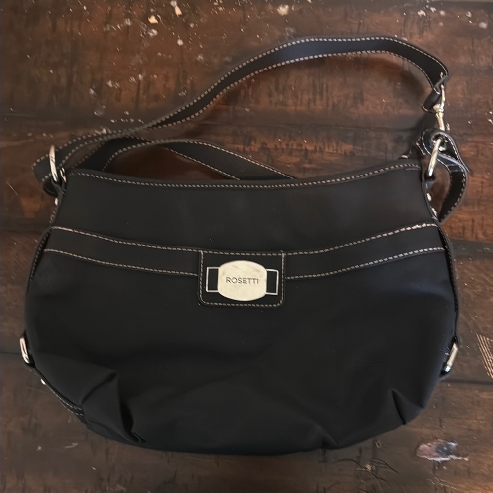 Rosetti Black Structured Shoulder Bag with Silver Accents